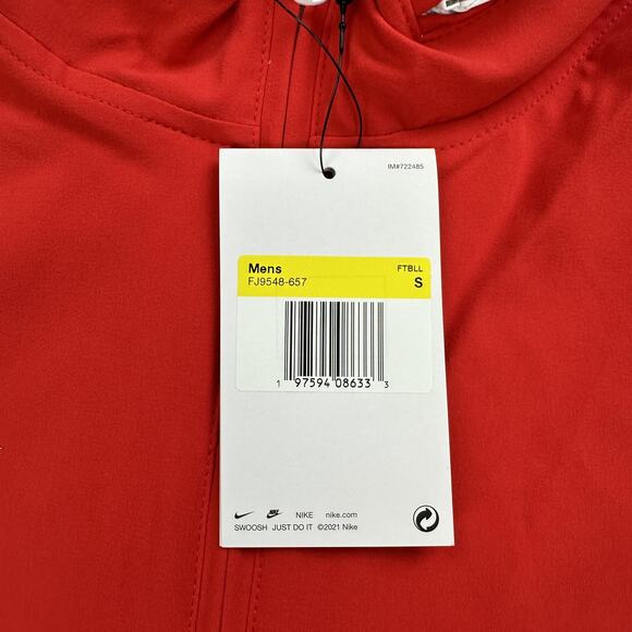 Nike Football Lightweight Coaches Jacket Mens Small Red 1/4 Zip Short Sleeve - Picture 7 of 11